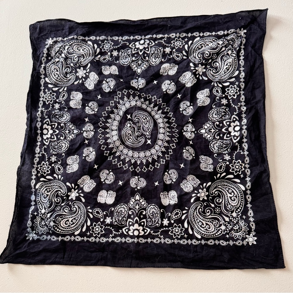 Black and White Paisley Bandana Scarf